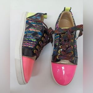 CHRISTIAN LOUBOUTIN 35 Sneakers Gondoliere Woven Low Fluorescent Electro $845